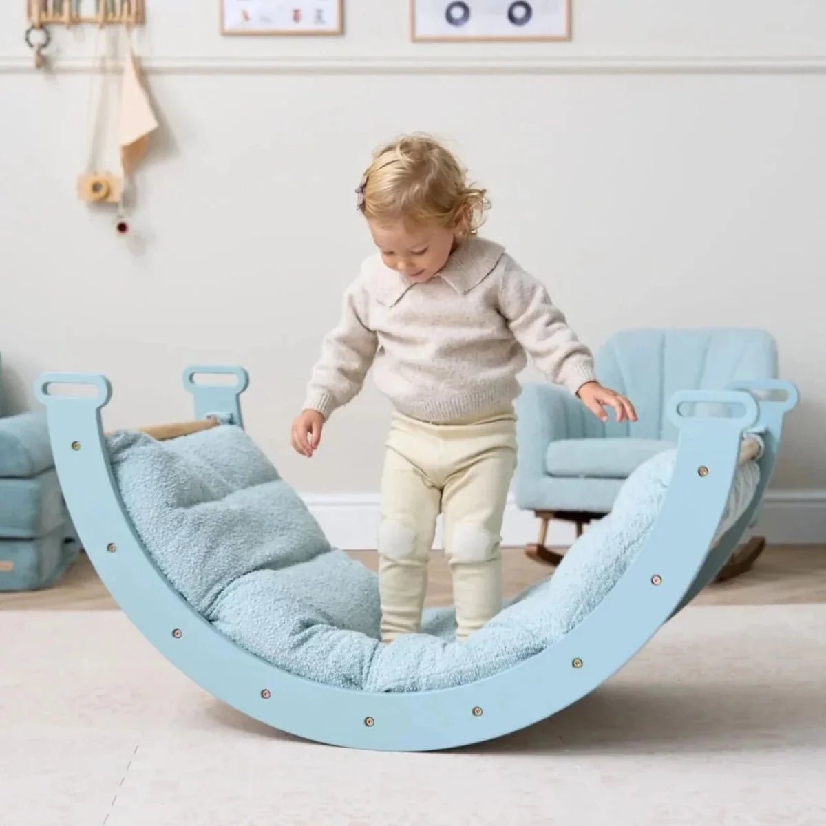 Tutti Bambini Scala Montessori 3-in-1 Pikler Climbing Frame with Climbing Wall - Ocean Stone | Luxury Home Accessories | Heulog Glow