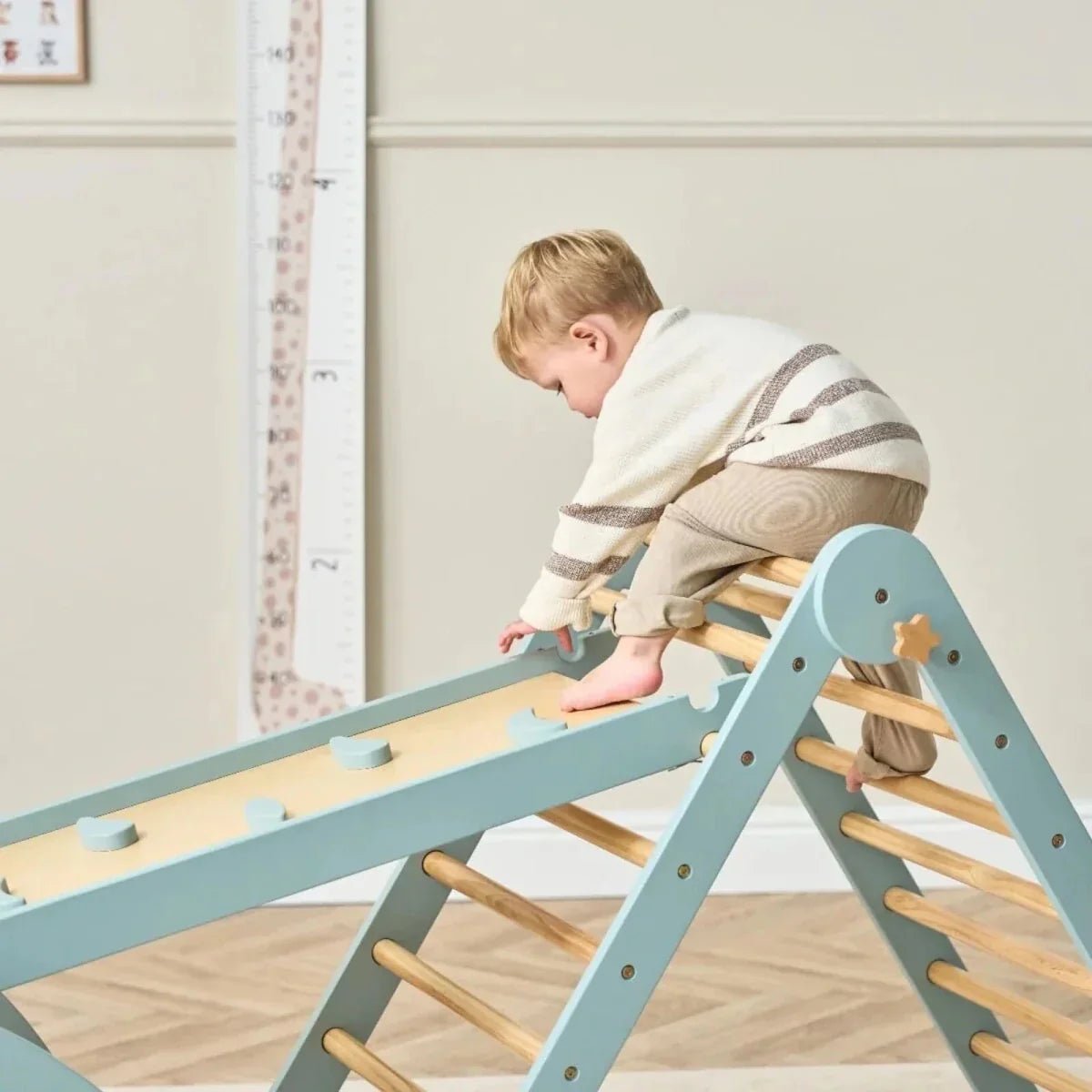 Tutti Bambini Scala Montessori 3-in-1 Pikler Climbing Frame with Climbing Wall - Ocean Stone | Luxury Home Accessories | Heulog Glow