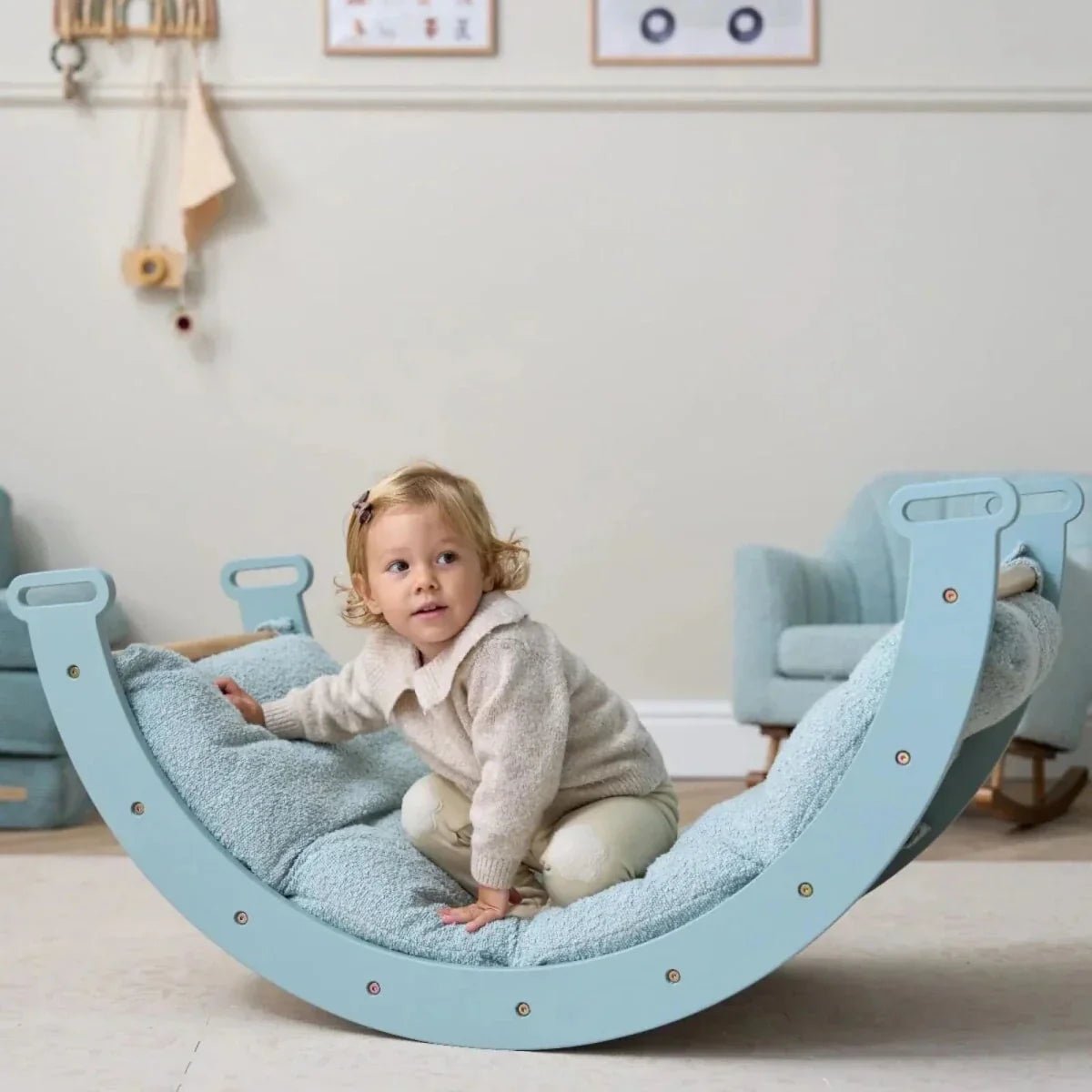 Tutti Bambini Scala Montessori 3-in-1 Pikler Climbing Frame with Climbing Wall - Ocean Stone | Luxury Home Accessories | Heulog Glow