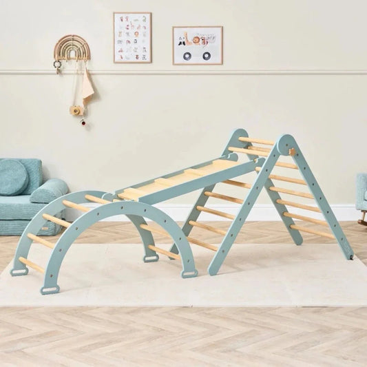 Tutti Bambini Scala Montessori 3-in-1 Pikler Climbing Frame with Climbing Wall - Ocean Stone | Luxury Home Accessories | Heulog Glow