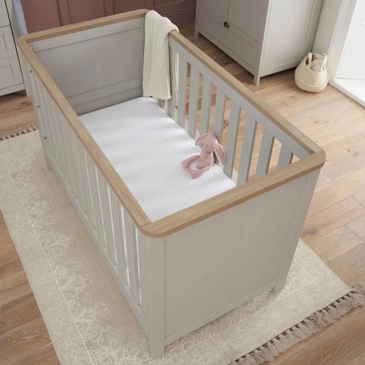 Tutti Bambini Verona Cot Bed - Dove Grey/Oak | Luxury Home Accessories | Heulog Glow