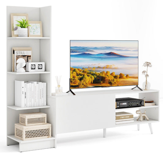 TV Stand for TVs up to 50 Inches with Adjustable Shelf for Living Room Bedroom-Rustic Brown