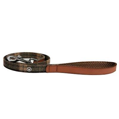 Tweed Check Leather Lead 40" x 3/4" | Luxury Home Accessories | Heulog Glow
