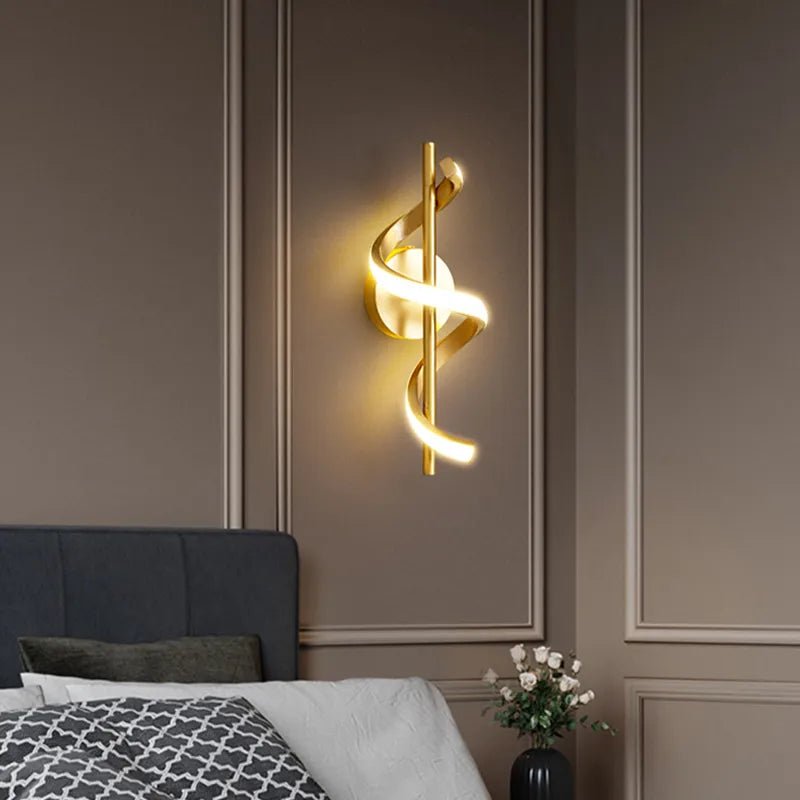 Twisted LED Wall Light - Black & Gold Options for Living Room | Luxury Home Accessories | Heulog Glow