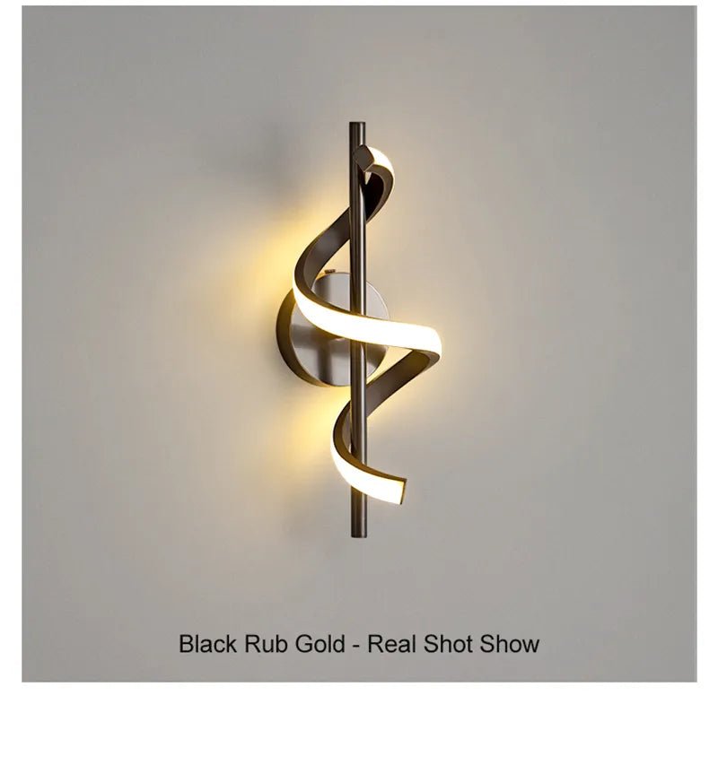 Twisted LED Wall Light - Black & Gold Options for Living Room | Luxury Home Accessories | Heulog Glow