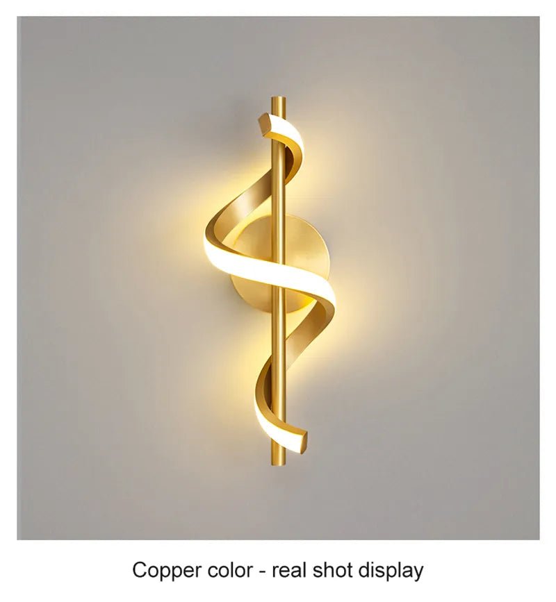 Twisted LED Wall Light - Black & Gold Options for Living Room | Luxury Home Accessories | Heulog Glow