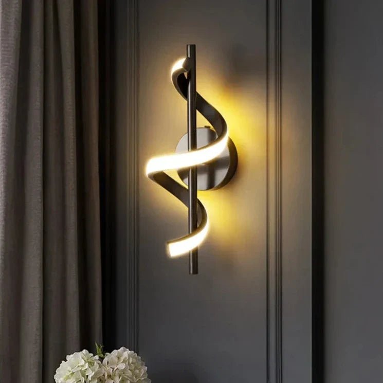Twisted LED Wall Light - Black & Gold Options for Living Room | Luxury Home Accessories | Heulog Glow