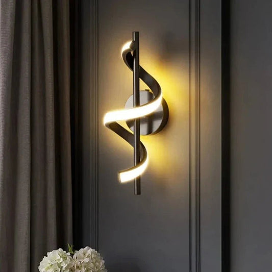 Twisted LED Wall Light - Black & Gold Options for Living Room | Luxury Home Accessories | Heulog Glow