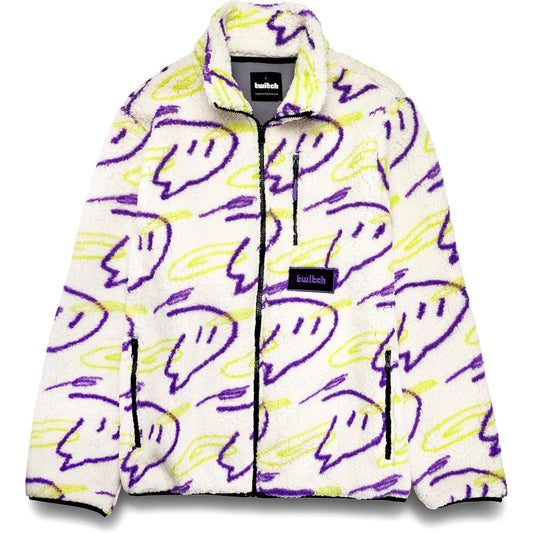 Twitch Zip Sherpa Jacket Mock Neck, Full Zip Oversized Fit with Graphic Pattern