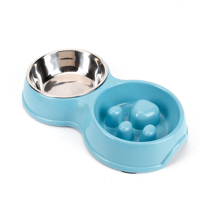 Two-in-one Wheat Straw Slow Food Anti-choking Stainless Steel Double Bowl | Luxury Home Accessories | Heulog Glow