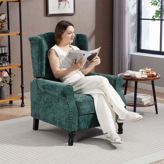 HOMCOM 150° Reclining Vintage Armchair, with footrest - Dark Green