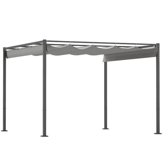 Outsunny 3 x 3(m) Garden Pergola with Retractable Roof, UPF30+