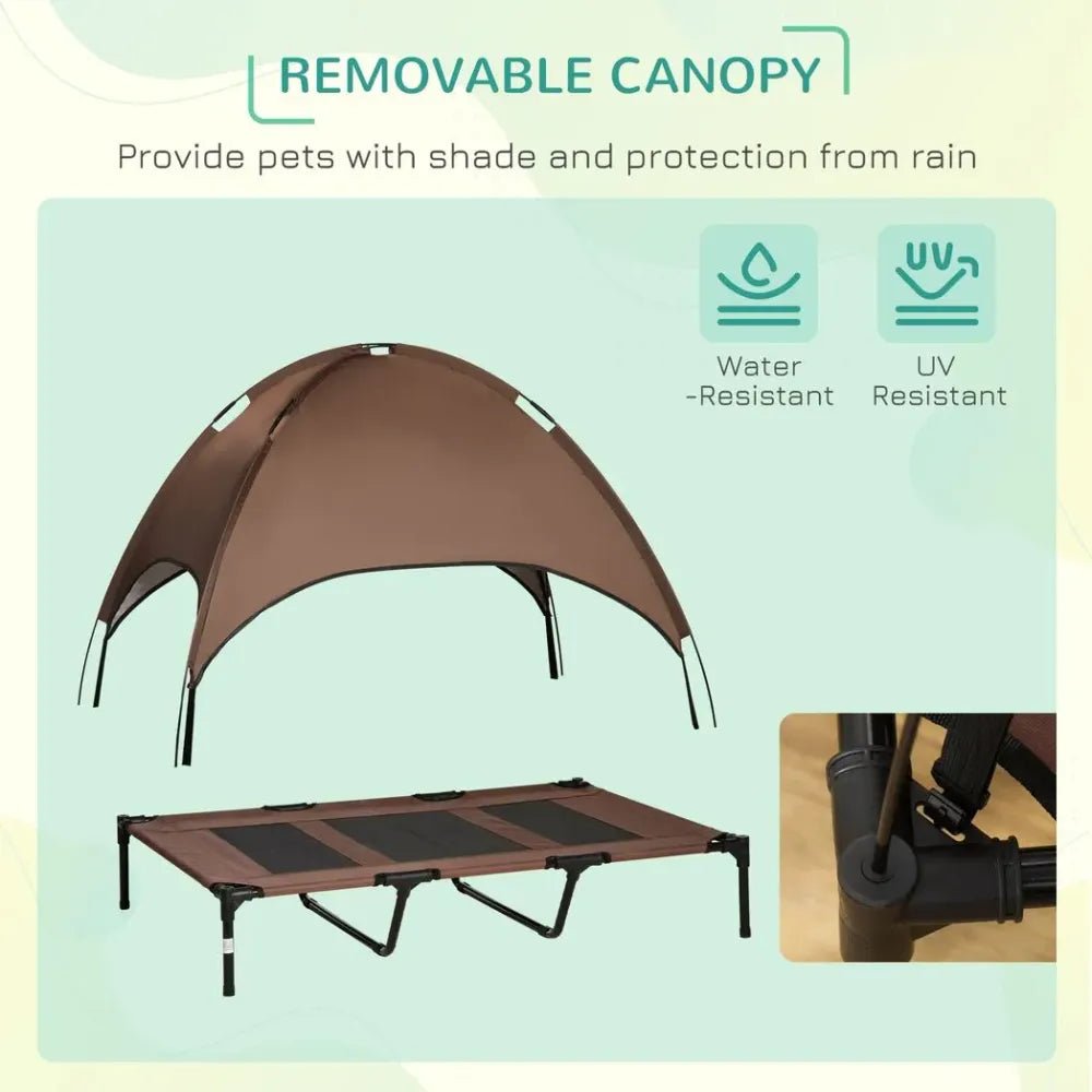 Ultimate Comfort Elevated Pet Bed - Canopy Tent - Outdoor - Coffee - 122cm | Luxury Home Accessories | Heulog Glow