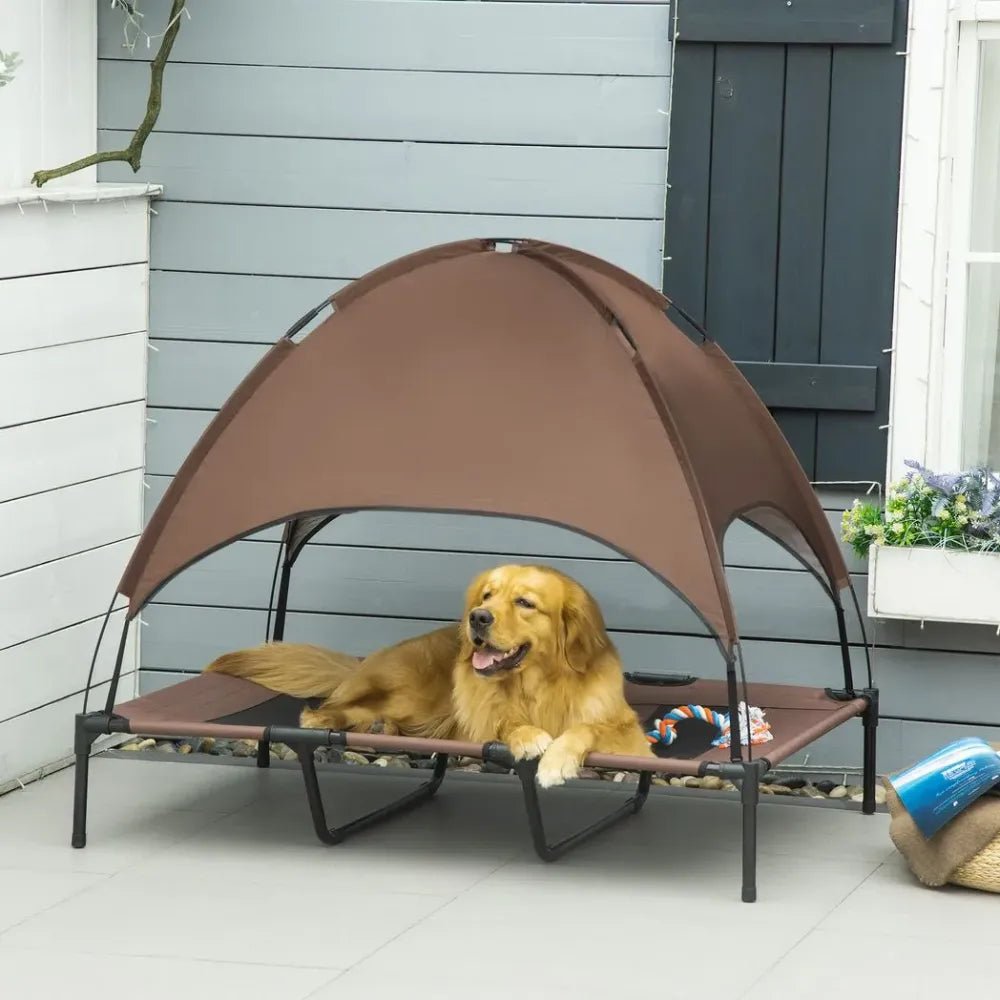 Ultimate Comfort Elevated Pet Bed - Canopy Tent - Outdoor - Coffee - 122cm | Luxury Home Accessories | Heulog Glow