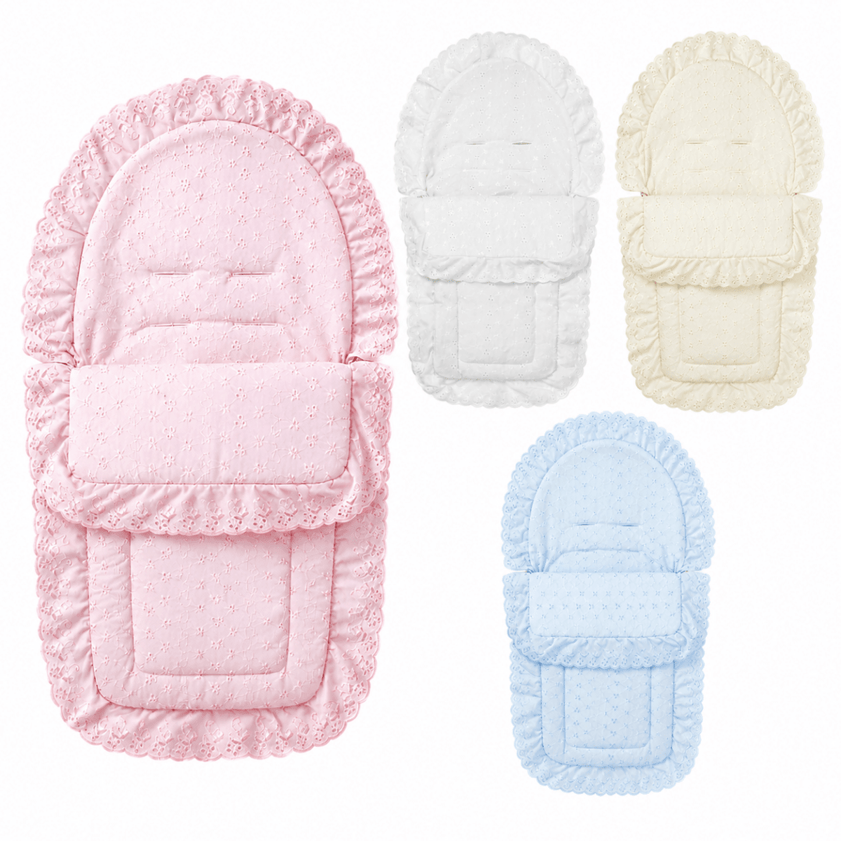 Universal Broderie Anglaise Car Seat Footmuff / Cosy Toes | Luxury Home Accessories | Heulog Glow