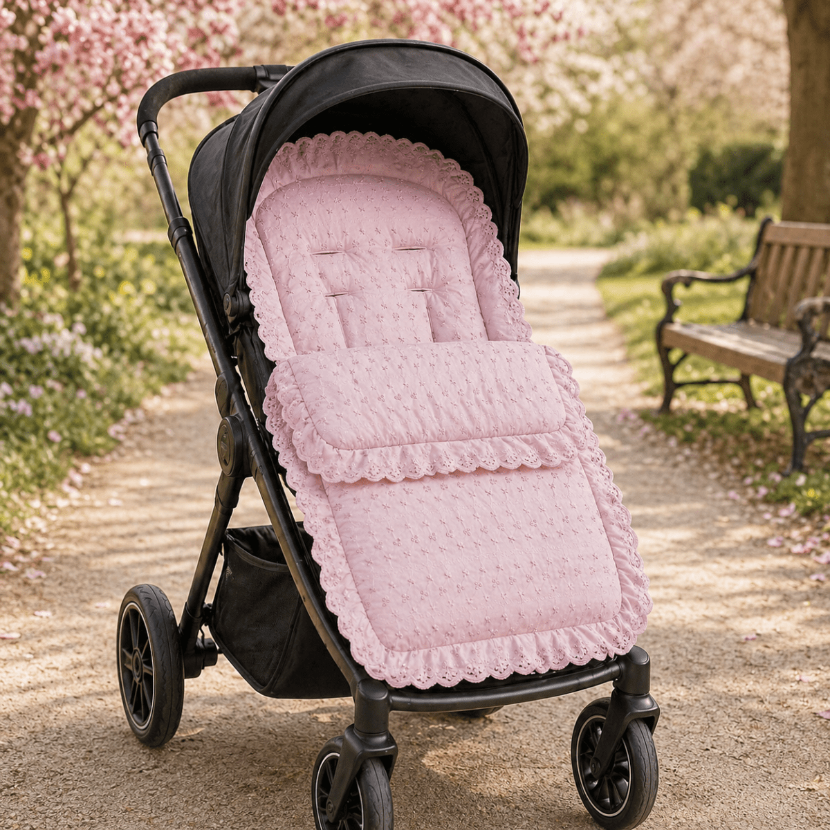 Universal Broderie Anglaise Pushchair Footmuff / Cosy Toes - Fits All Pushchairs / Prams And Buggies | Luxury Home Accessories | Heulog Glow