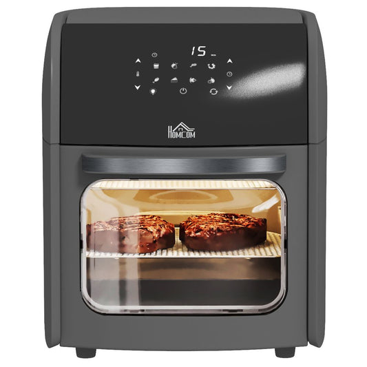 HOMCOM 8-in-1 Air Fryer Oven 12L 1800W Grey