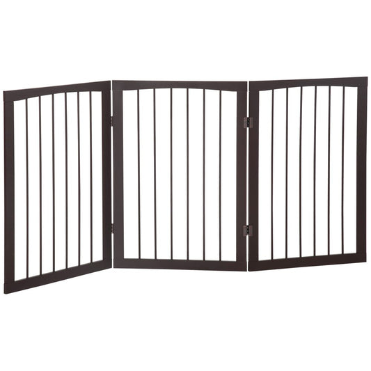 PawHut 3 Panel Pet Gate Wooden Foldable Dog Fence Indoor Free Standing Safety Gate Portable Separation Pet Barrier Guard