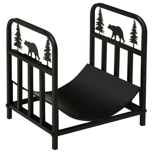 Outsunny Firewood Rack | Bear Tree Design | Metal | Rust Resistant | Handles | Indoor/Outdoor | 50kg Load | 42x33.5x43cm