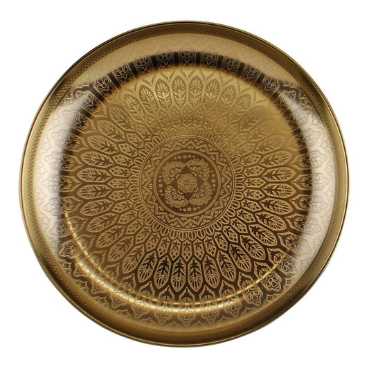 Exquisite Kasbah Design Decorative Gold Metal Tray