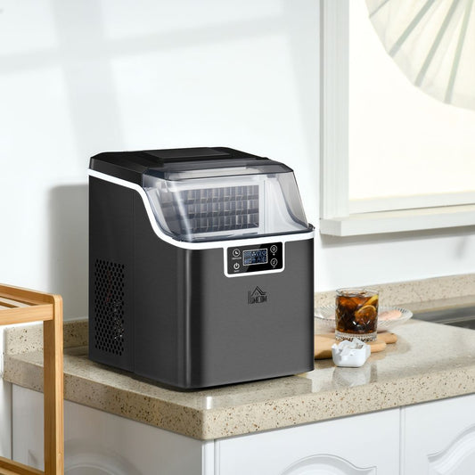HOMCOM Ice Maker Machine - Compact, Fast, Adjustable Cube Size, Scoop - Black