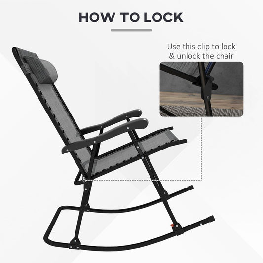 Outsunny Folding Rocking Chair - Outdoor Zero Gravity Chair for Ultimate Relaxation
