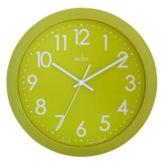 Acctim Abingdon Wall Clock 25.5cm - Lime Green 21895