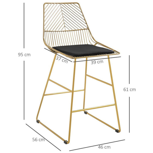 Set of 2 Modern Wire Metal Barstools – Stylish Counter Height Stools for Kitchen