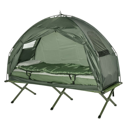 Compact 4-in-1 Outdoor Camping Tent with Cot, Sleeping Bag - Perfect for Hiking and Camping