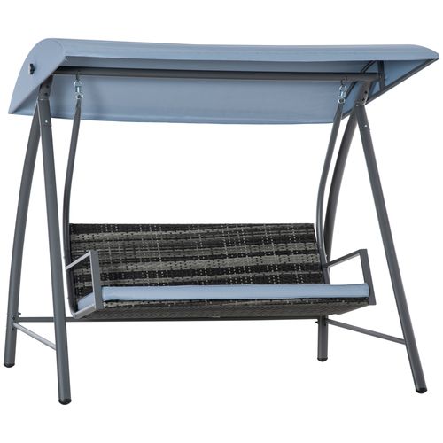 2-3 Seater Garden Rattan Swing Chair Canopy Removable Cushion Mixed Grey