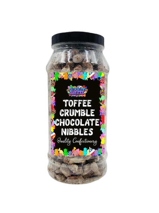 Delicious Toffee Crumble Flavour Choc Nibbles - Retro Sweets. Perfect Gift in a Jar!