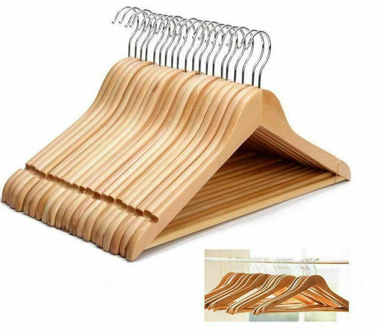 20-Pack X20 Wooden Coat Hangers | Premium Quality | Suit Garment Clothes | Space Efficient