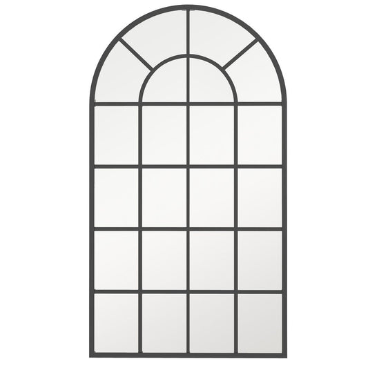 HOMCOM Modern Arch Window Wall Mirror for Living Room Bedroom, 110x62cm, Black