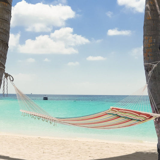 Outdoor Double Hammock Swing Bed - Premium Cotton with Pillow