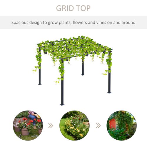 Outsunny 3x3 m Metal Pergola, 300Lx300Wx230H cm-Black