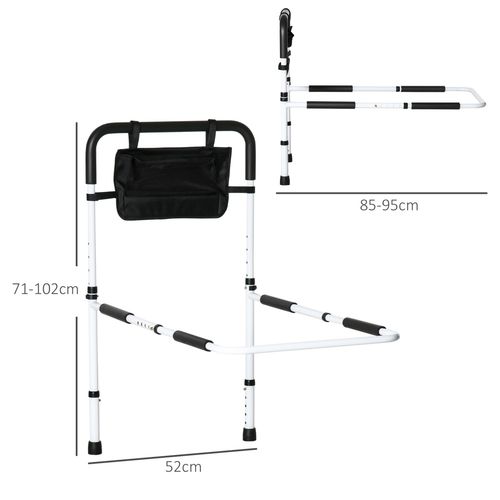 Adjustable Bed Assist Rail Grab Bar for Senior and Disabled White