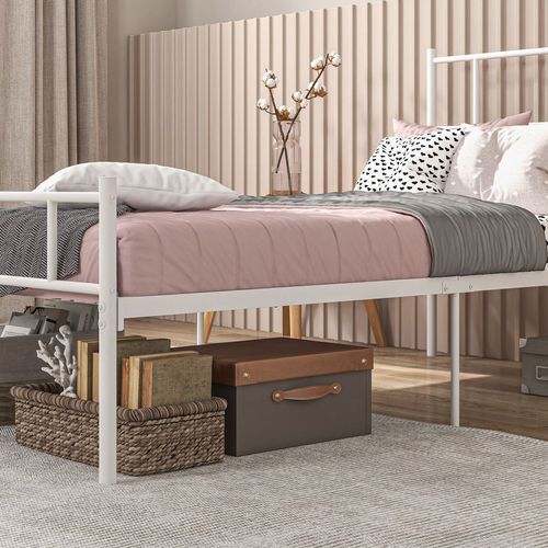 HOMCOM Single Metal Bed Frame w/ Headboard and Footboard, Underbed Storage Space