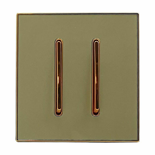 Vintage Industrial Gold Wall Light Switch - High Quality & Certified - 2 Gang - 2635