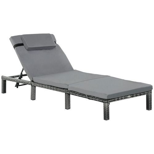 Garden Outdoor Rattan Furniture Patio Sun Lounger Recliner , Grey