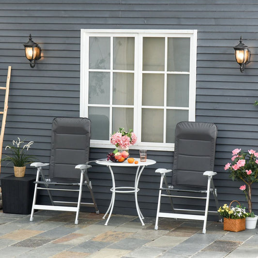 Outdoor Folding Dining Chair Set - Adjustable Back, Armrest - Portable, High Quality - Grey