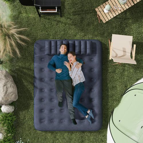 Outsunny Queen Inflatable Mattress with Hand Pump, Pillows, 203 x 152 x 22cm