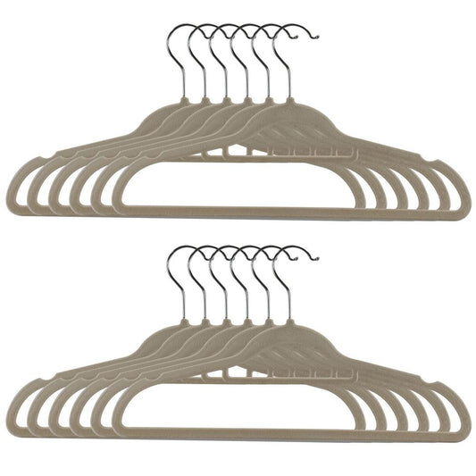 10x10 Adult Grey Velvet Flocked Hangers - Space Saver, Non Slip - 100 Hangers - DGI-4020