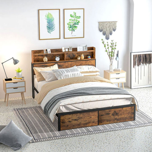 Premium HOMCOM King Bed Frame w/ Storage & Headboard - High Quality, Spacious, & Stylish Design