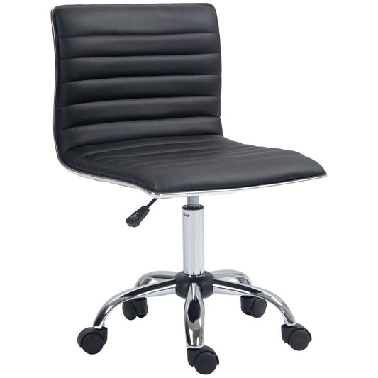 HOMCOM Armless Mid-Back Office Chair - 360 Swivel, Adjustable, High-Quality Black