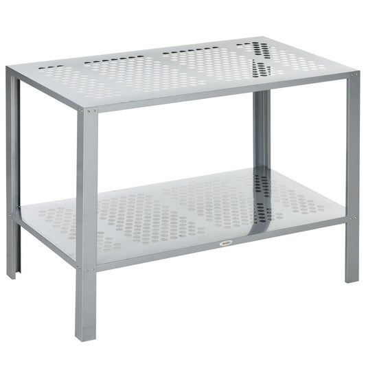 Outsunny 2-Tier Steel Plant Stand - Stylish Patio Organizer & Display Shelf