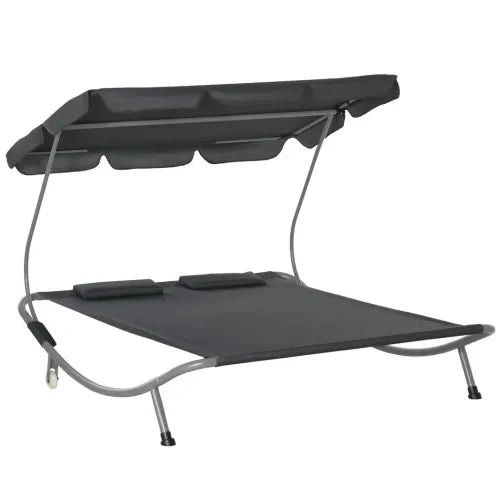 Double Hammock Swing Garden Outdoor Frame Sun Lounger Bed Beds Canopy w/ Pillows
