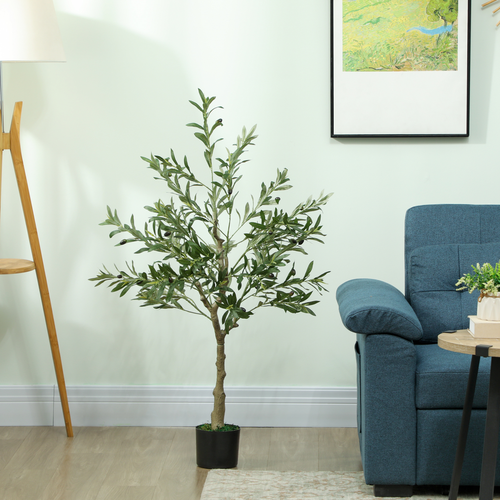 HOMCOM Indoor Artificial Plant, Faux Potted Silk Olive Tree