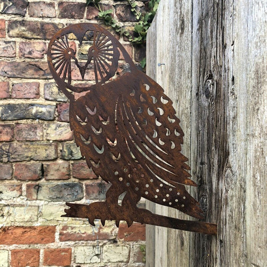 Rusty Metal BARN OWL Garden Silhouette Sign Ornament Decoration Bird Feature