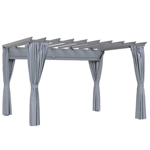 3.6 x 3m Pergola Gazebo Retractable Canopy Curtains, Aluminum, Dark Grey