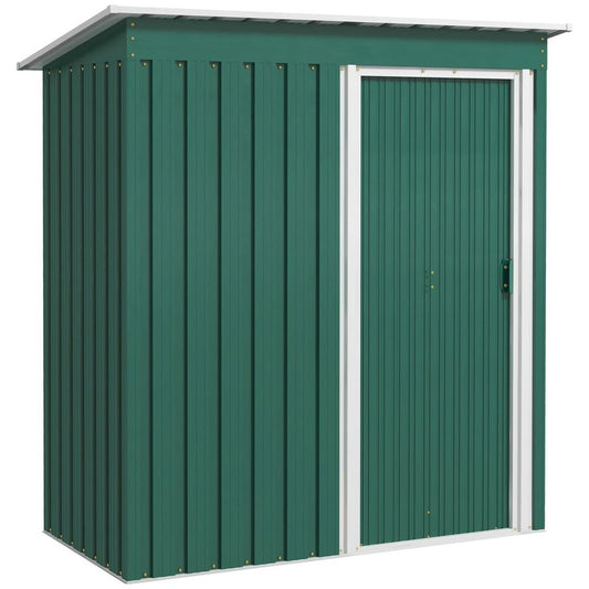 Outsunny 5 x 3ft Garden Storage Shed Sliding Door Sloped Roof Tool Green
